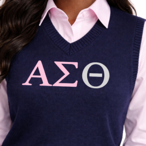 Alpha Sigma Theta-Blue Sweater Vest- Heat Press