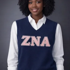 BLUE -Zeta Nu Alpha Sweater Vest-HEAT PRESS