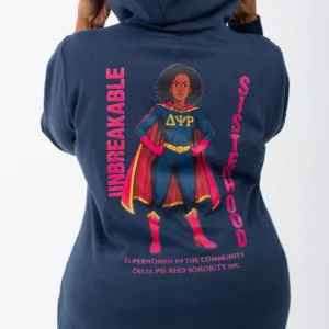 Delta Psi Rho “Superwoman” Hoodie dress-Navy Blue
